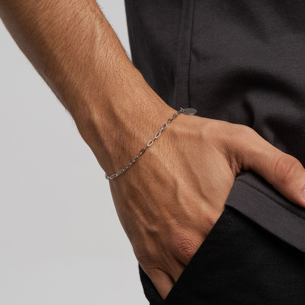 Pulseira Aco Corrente Fosse Niquel