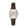Relógio Feminino Quadrado Boxy Romain Pulseira Couro Marrom com Caixa Bicolor e Números Romanos
