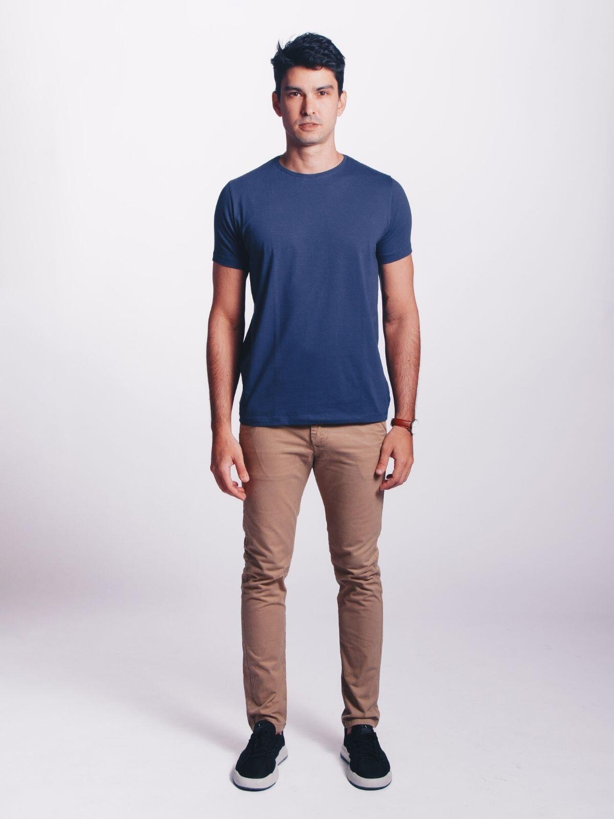 Camiseta Egípcio Gola Redonda Azul Navy
