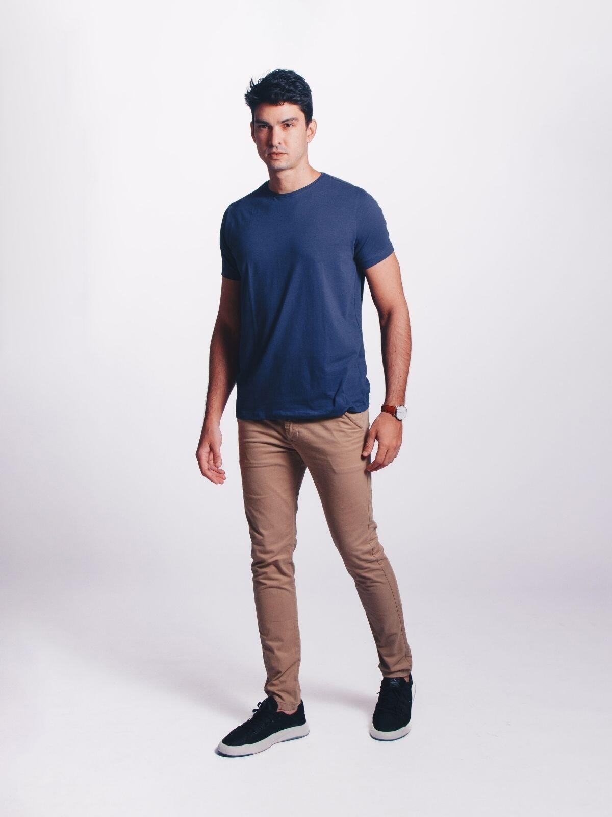 Camiseta Egípcio Gola Redonda Azul Navy