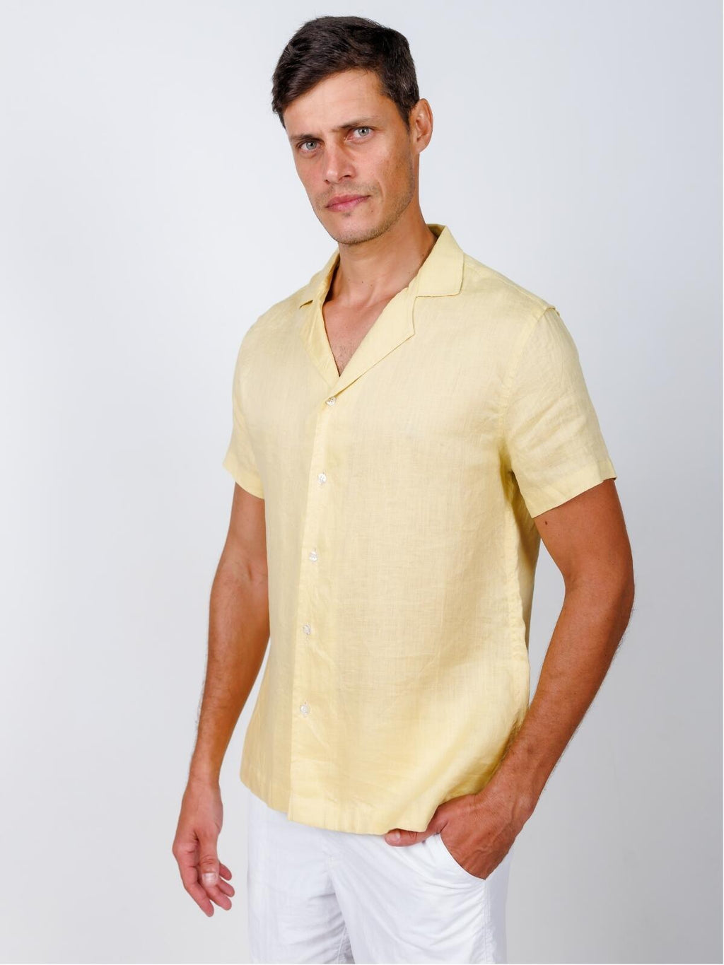 Camisa de Botão MC Cubana Puro Linho Gold