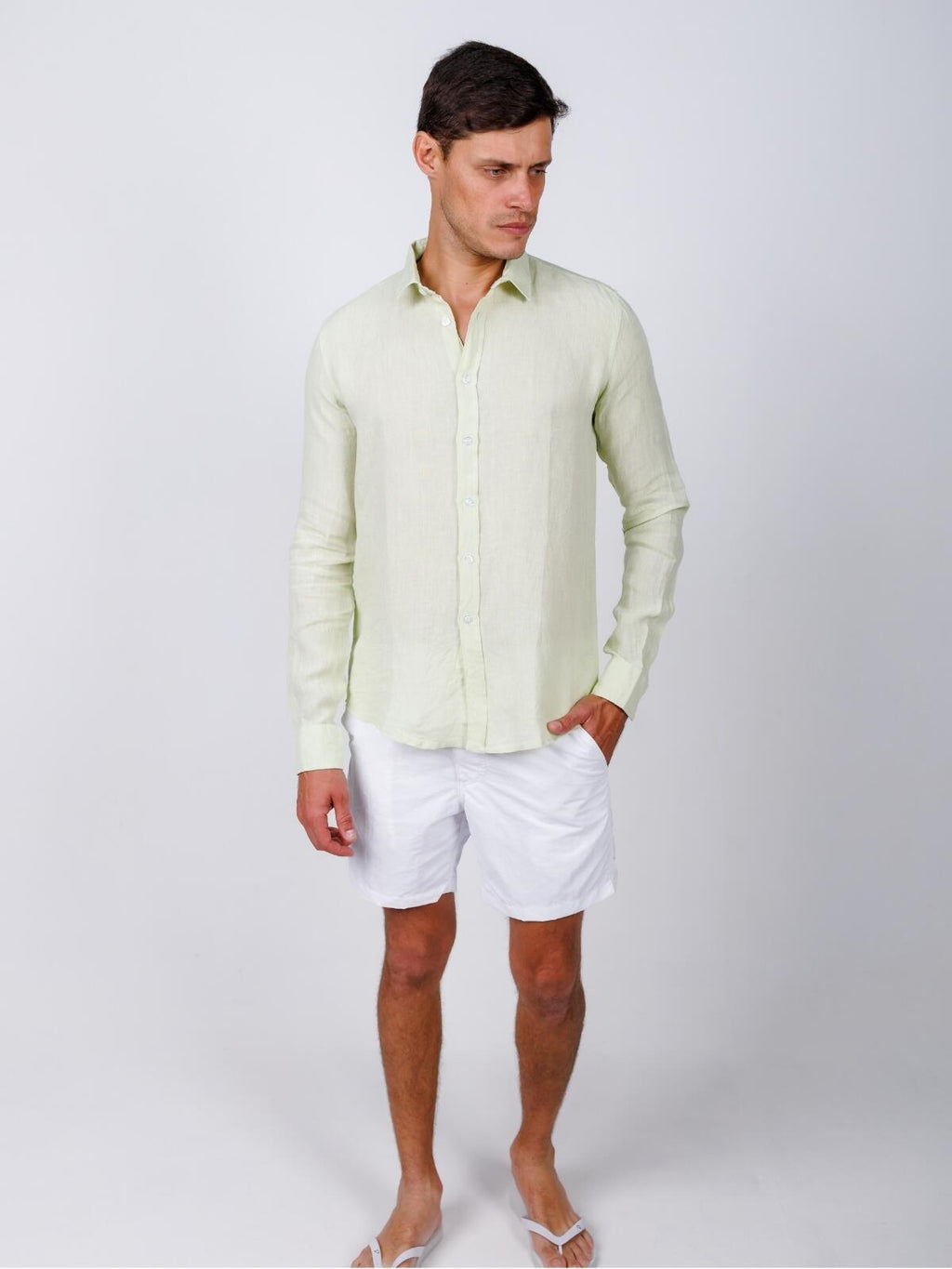 Camisa de Botão ML Puro Linho Acqua