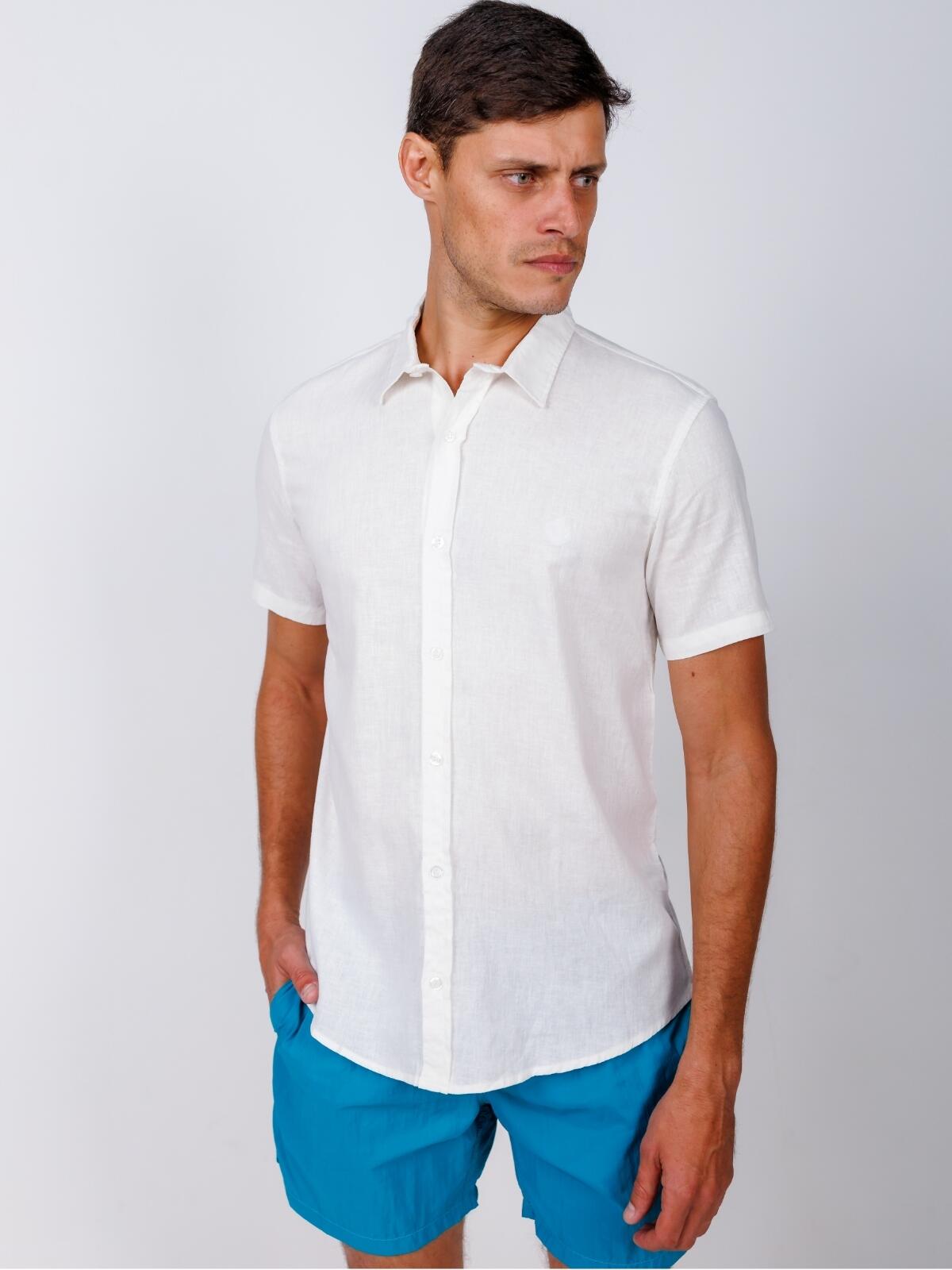 Camisa de Botão MC Linho Cambraia White