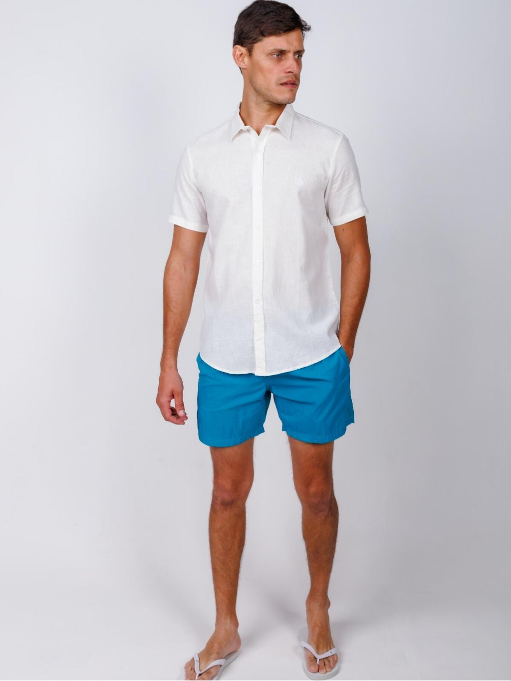 Camisa de Botão MC Linho Cambraia White