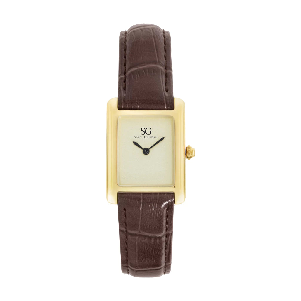 Relógio Masculino Square Croco Bronx Full Gold 33mm Marrom