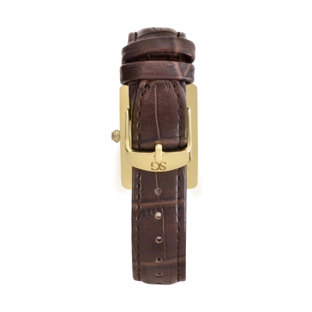 Relógio Masculino Square Croco Bronx Full Gold 33mm Marrom