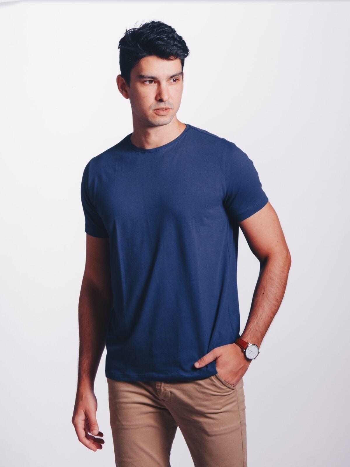 Camiseta Egípcio Gola Redonda Azul Navy
