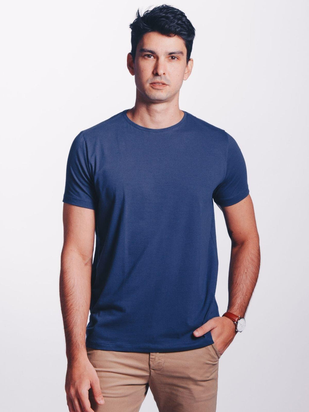 Camiseta Egípcio Gola Redonda Azul Navy