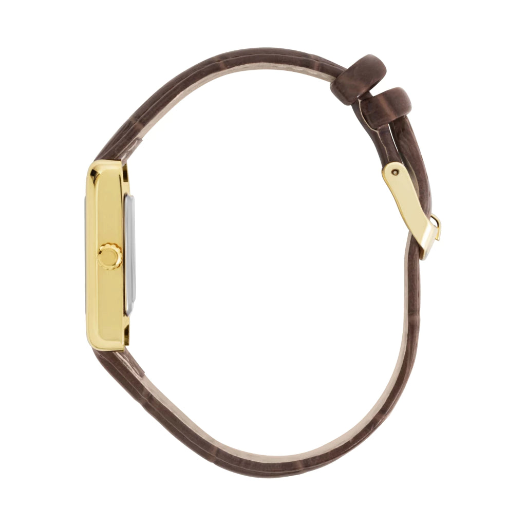 Relógio Masculino Square Croco Bronx Full Gold 33mm Marrom