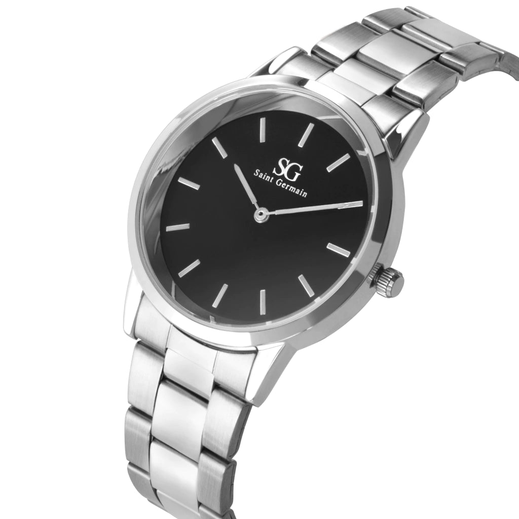 Relógio Masculino Pulseira Prata Belmont Black Silver 40mm