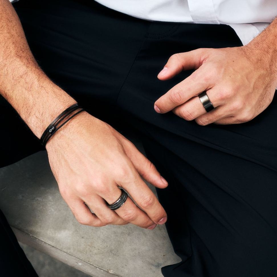 Bracelete Cuff Slim de Aço Preto
