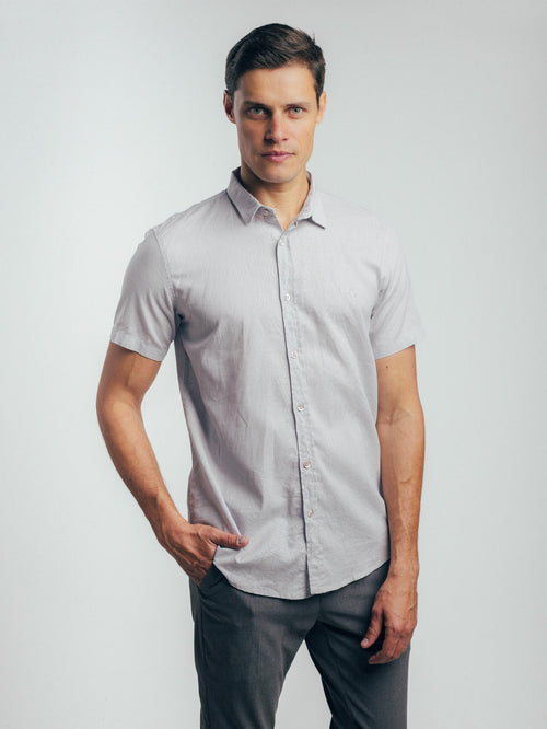 Camisa de Botão MC Linho Cambraia Gray