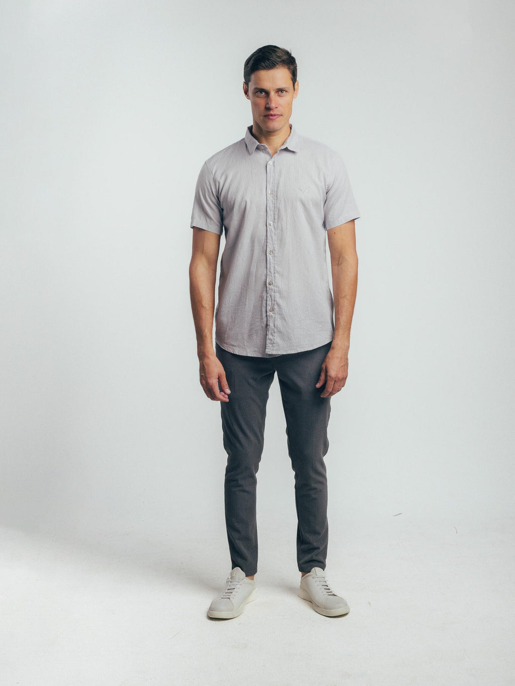Camisa de Botão MC Linho Cambraia Gray