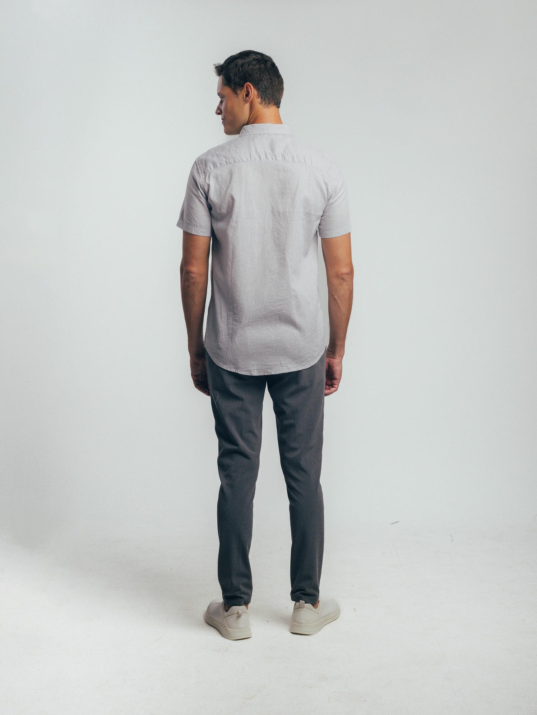 Camisa de Botão MC Linho Cambraia Gray