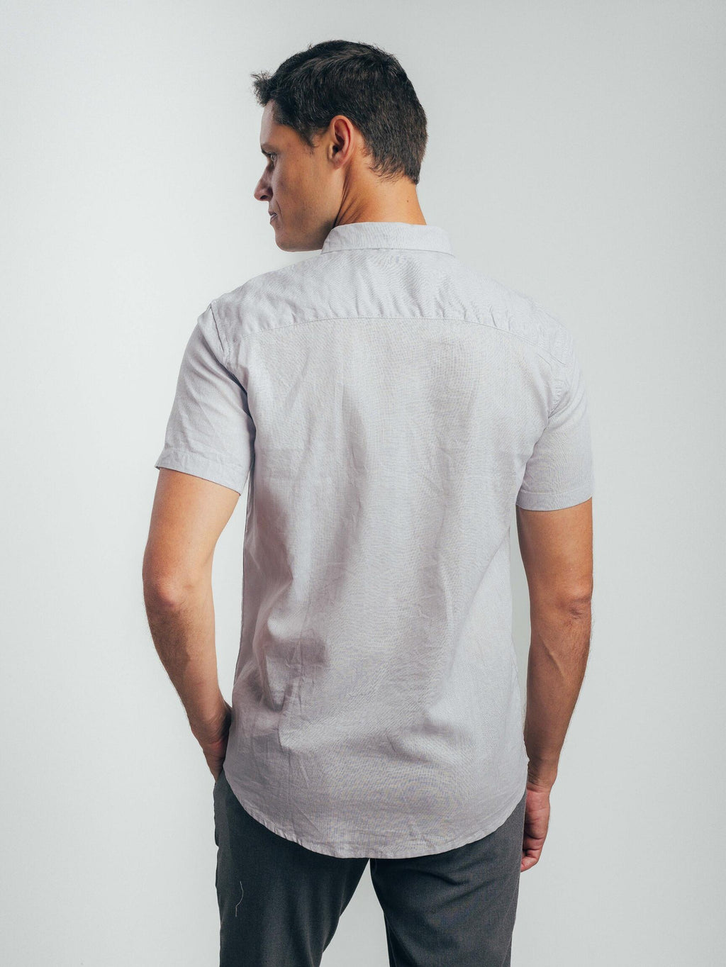 Camisa de Botão MC Linho Cambraia Gray
