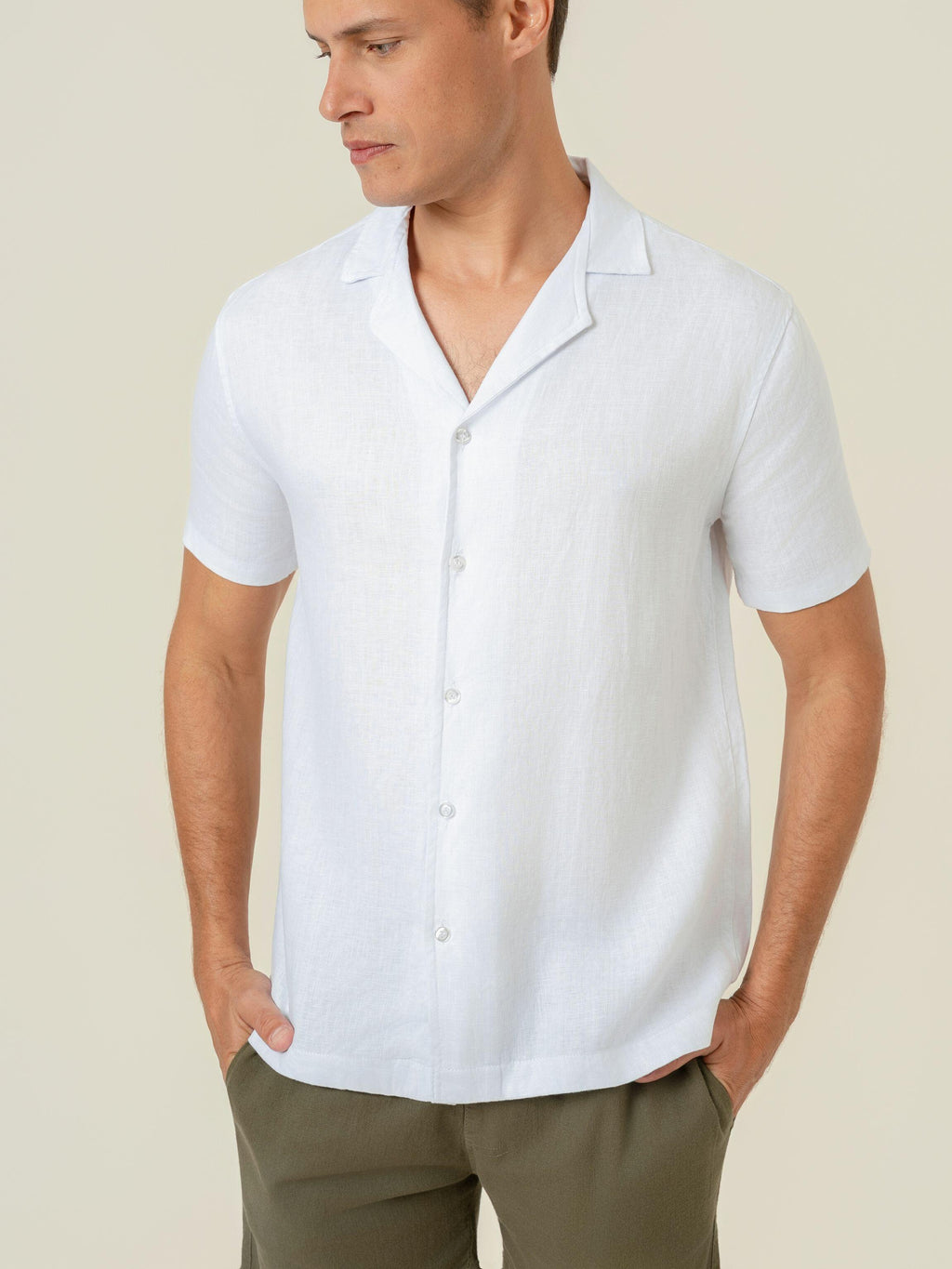 Camisa de Botão MC Cubana Puro Linho White