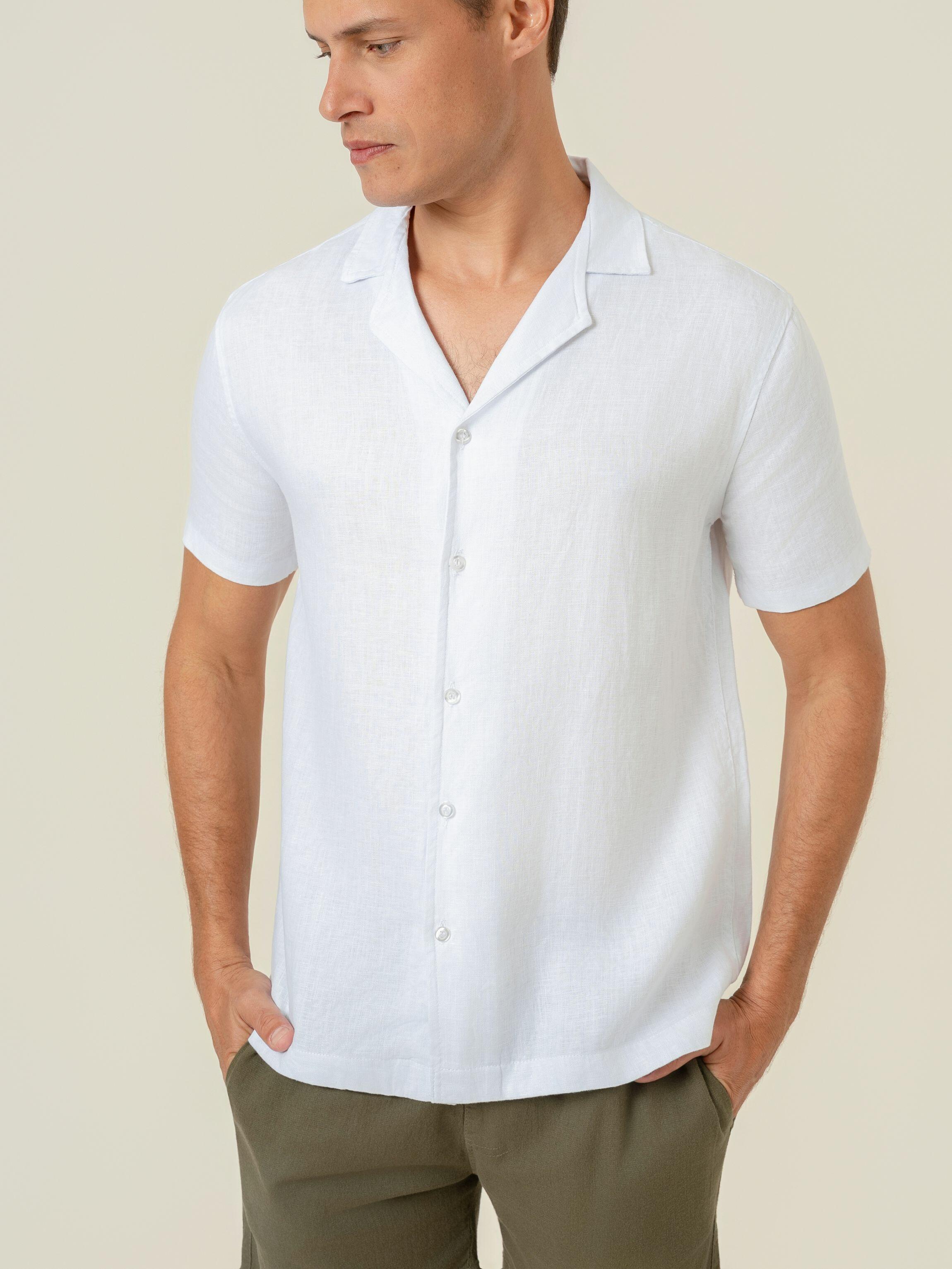 Camisa de Botão MC Cubana Puro Linho White
