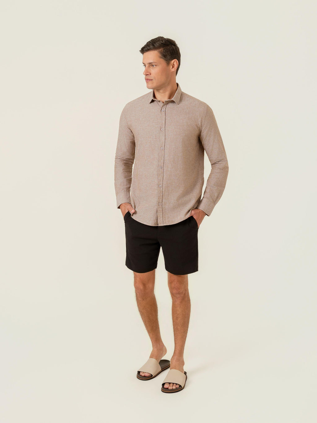Camisa de Botão ML Linho Pienza Capucc