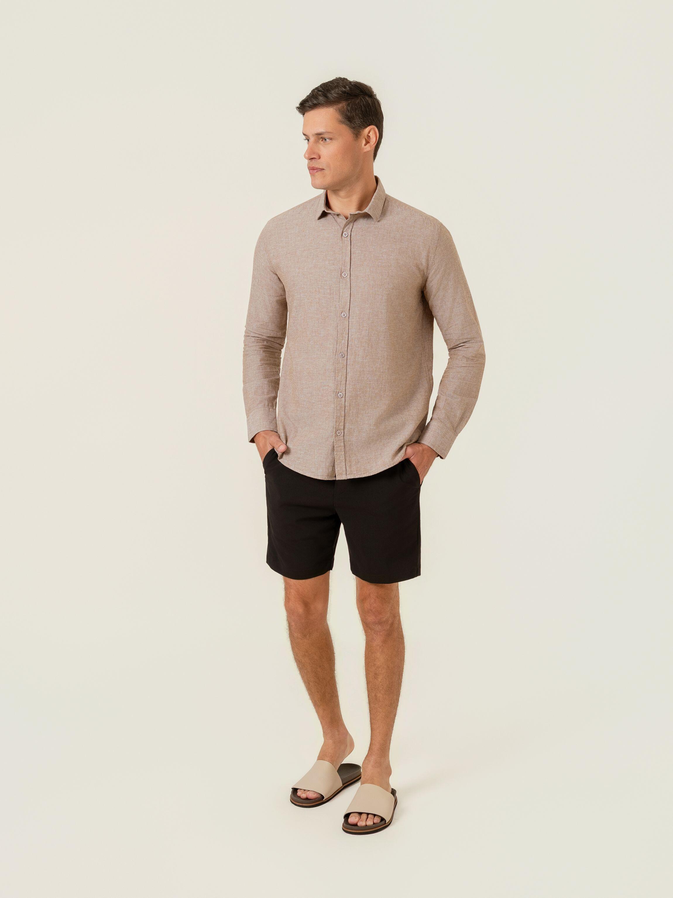 Camisa de Botão ML Linho Pienza Capucc