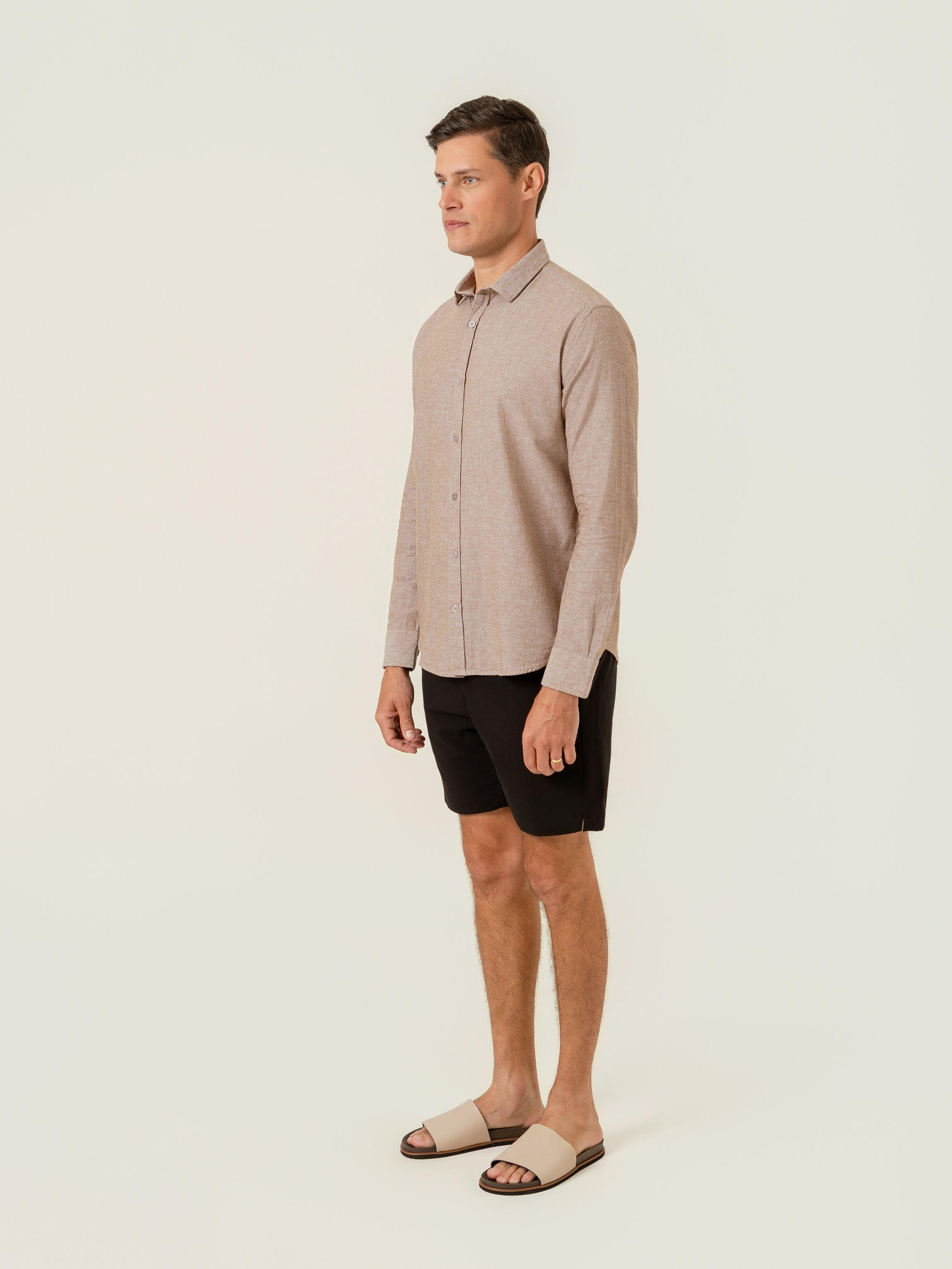 Camisa de Botão ML Linho Pienza Capucc
