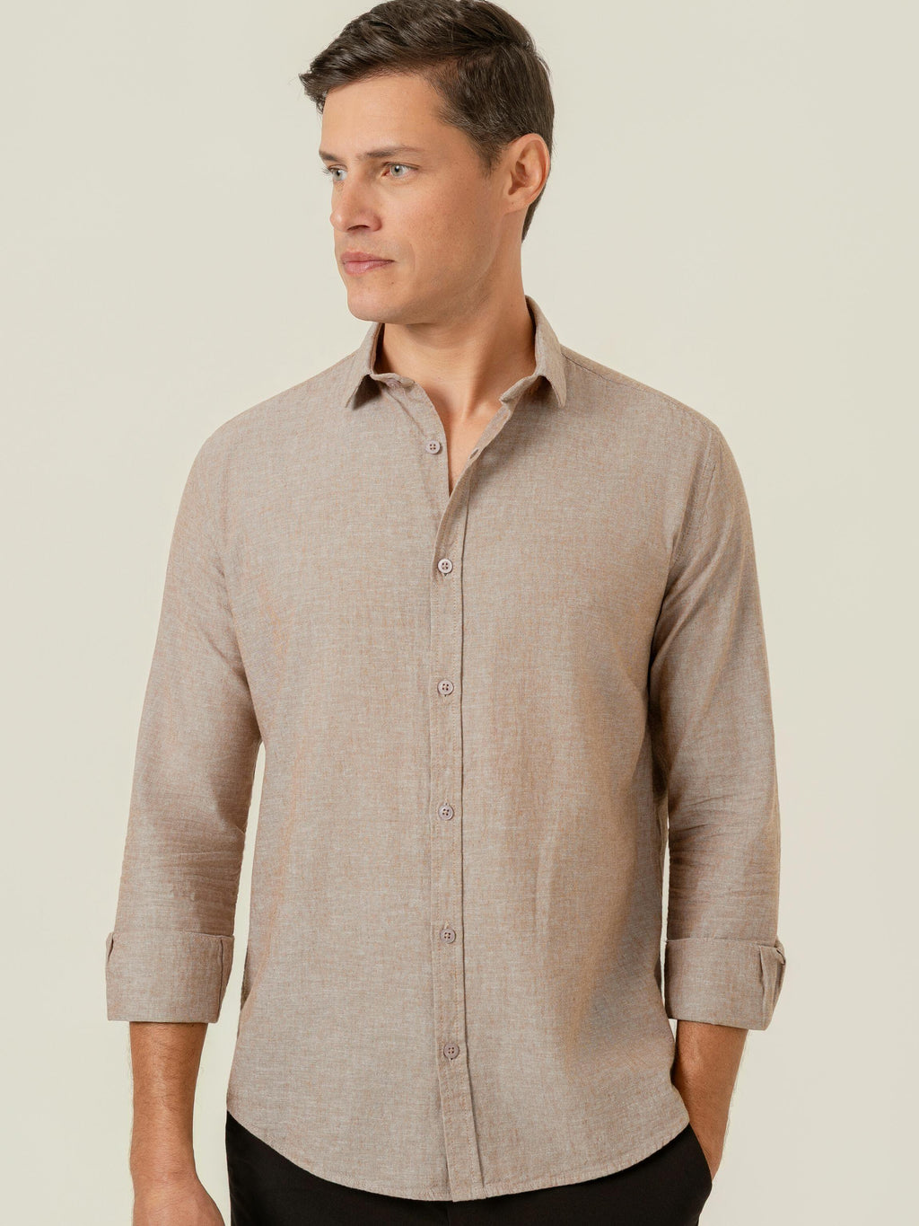 Camisa de Botão ML Linho Pienza Capucc