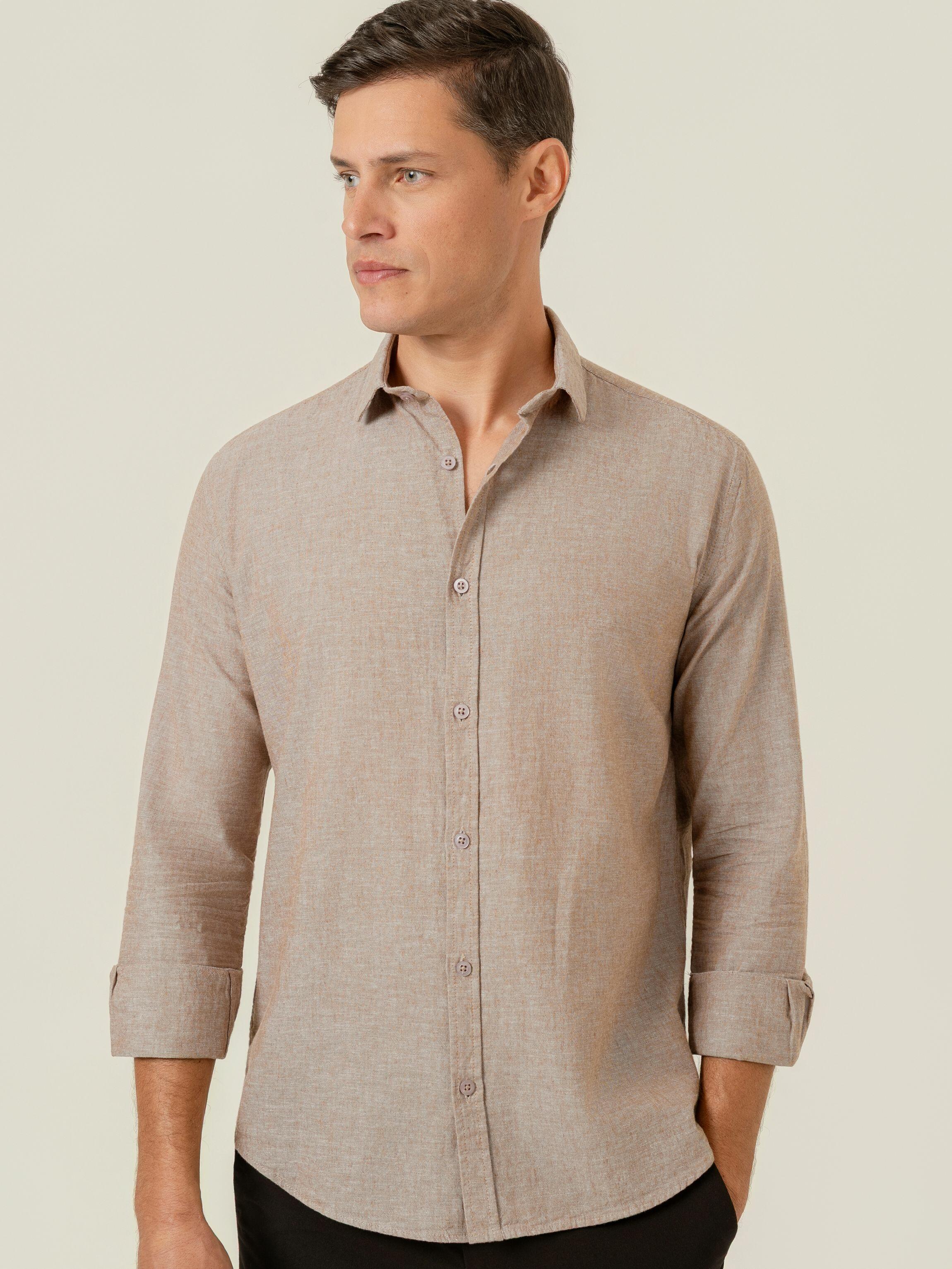 Camisa de Botão ML Linho Pienza Capucc