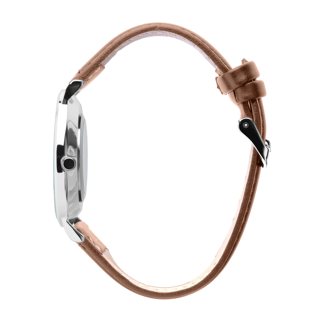 Relógio Masculino Marrom Pulseira de Couro Bronx Silver 40mm