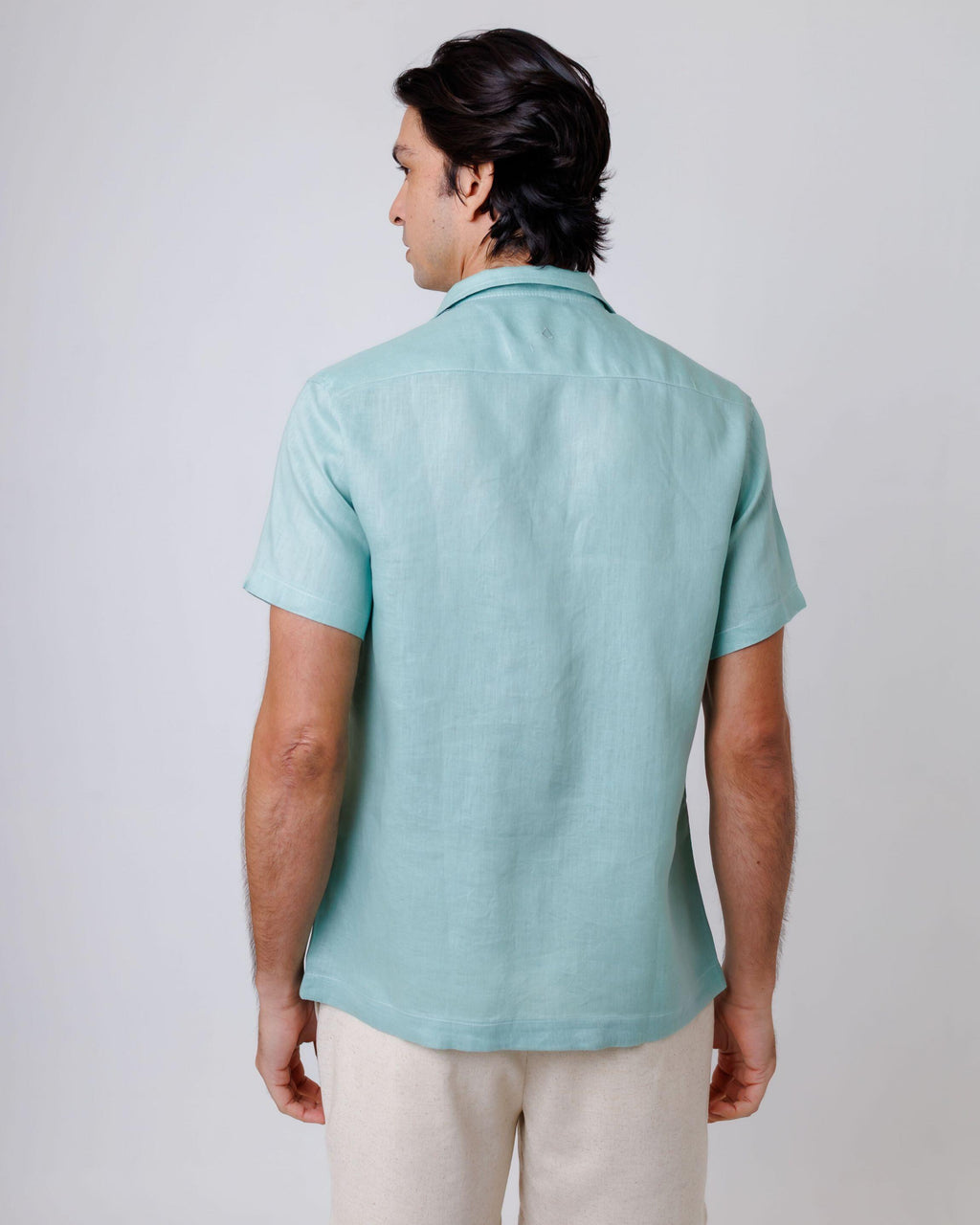 Camisa de Botão MC Cubana Puro Linho Mint
