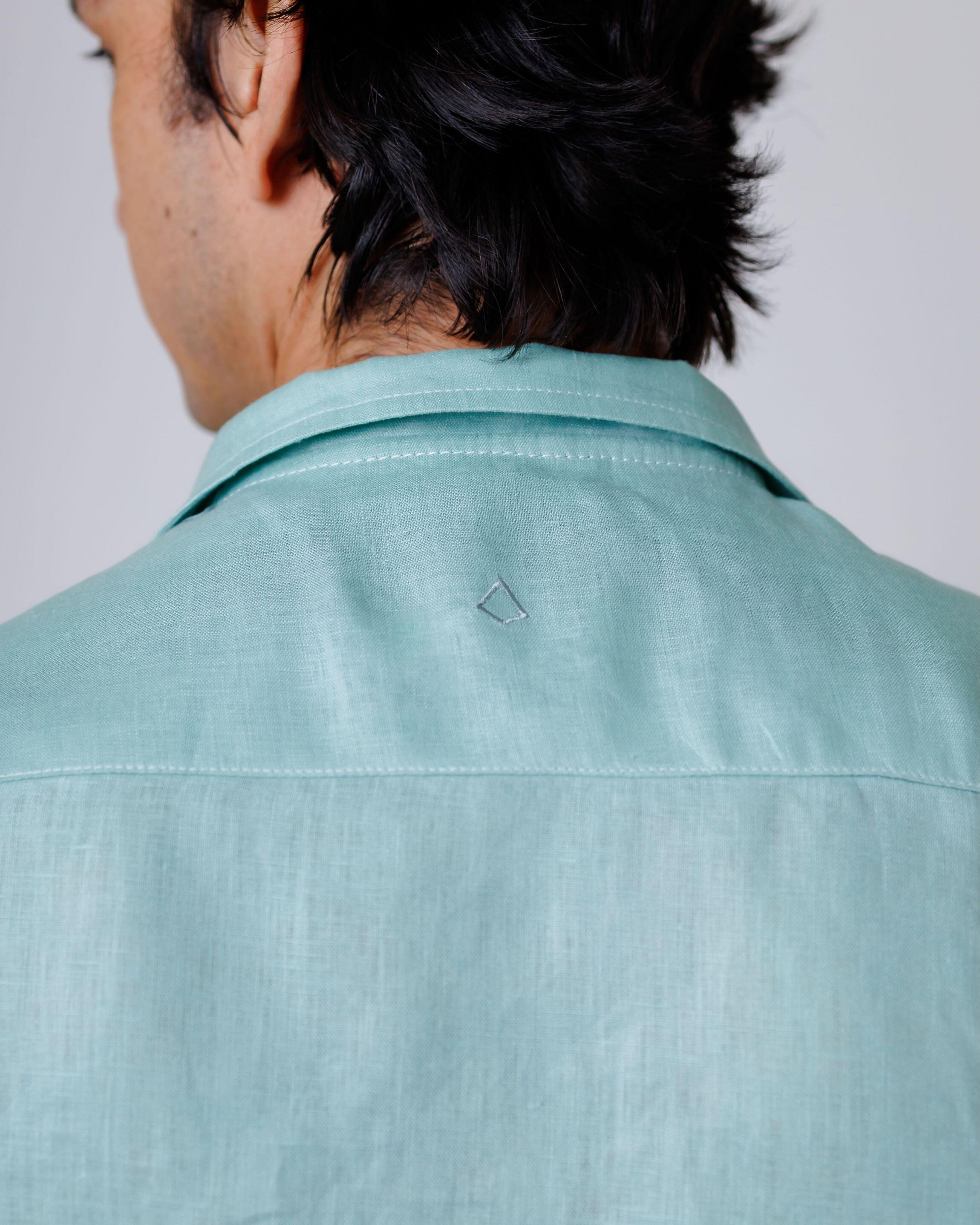 Camisa de Botão MC Cubana Puro Linho Mint