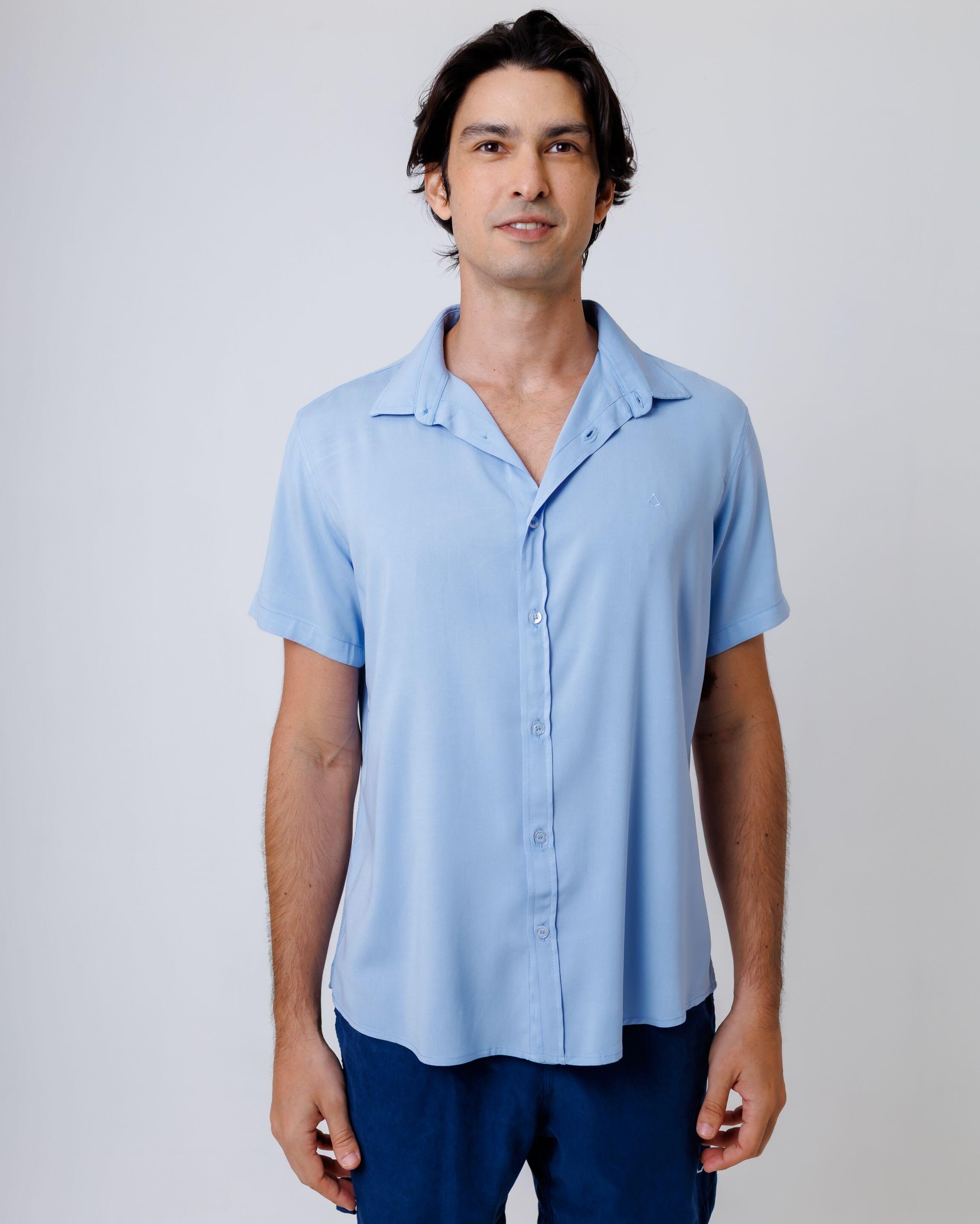Camisa de Botão MC Viscose Basic Cb Mc Visc Arctic