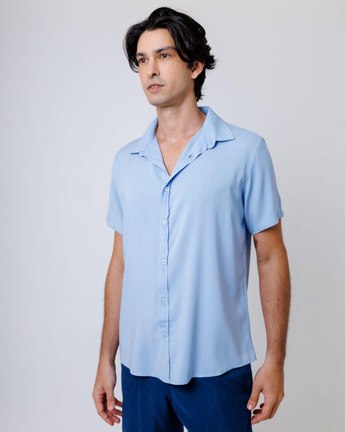 Camisa de Botão MC Viscose Basic Cb Mc Visc Arctic