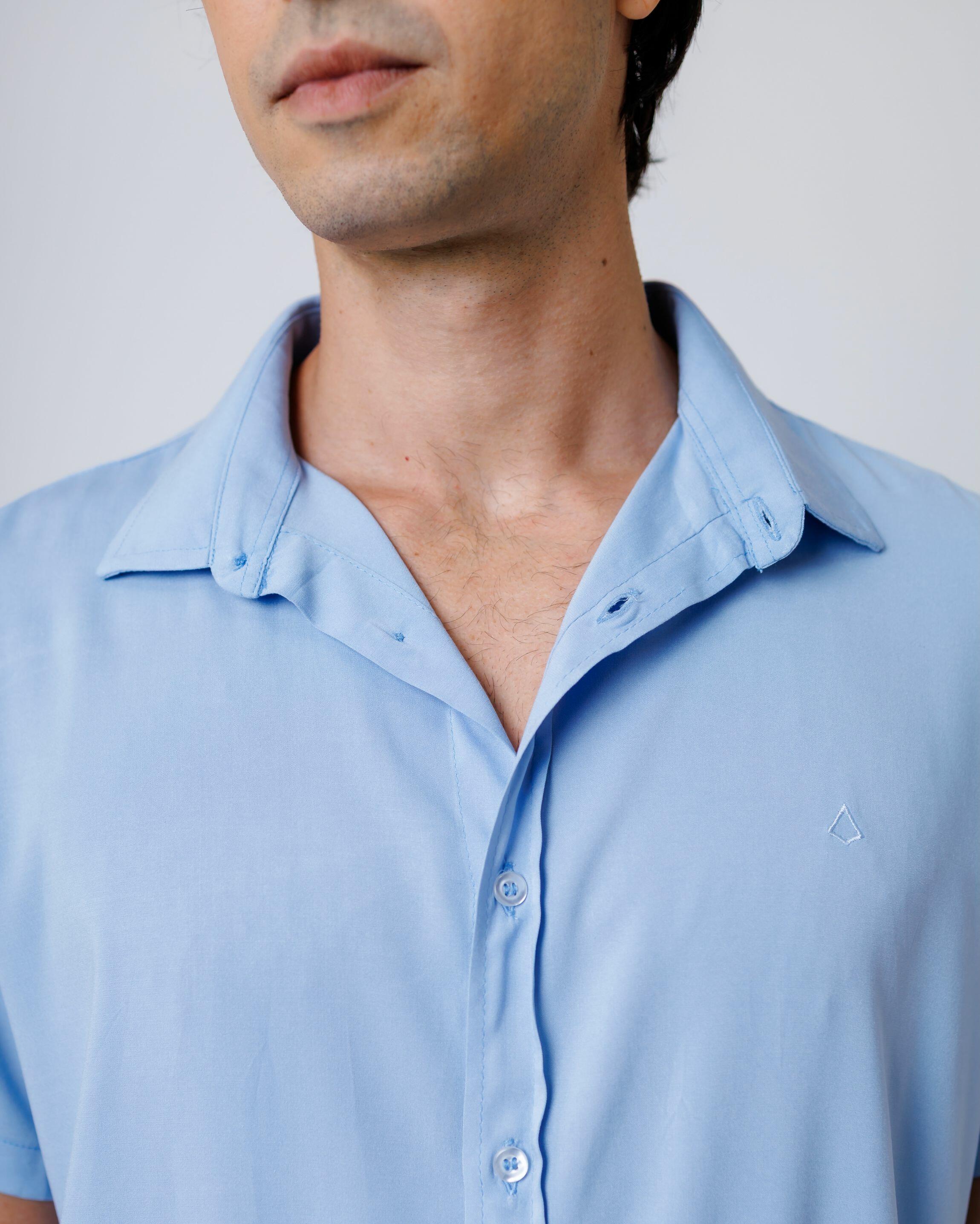 Camisa de Botão MC Viscose Basic Cb Mc Visc Arctic