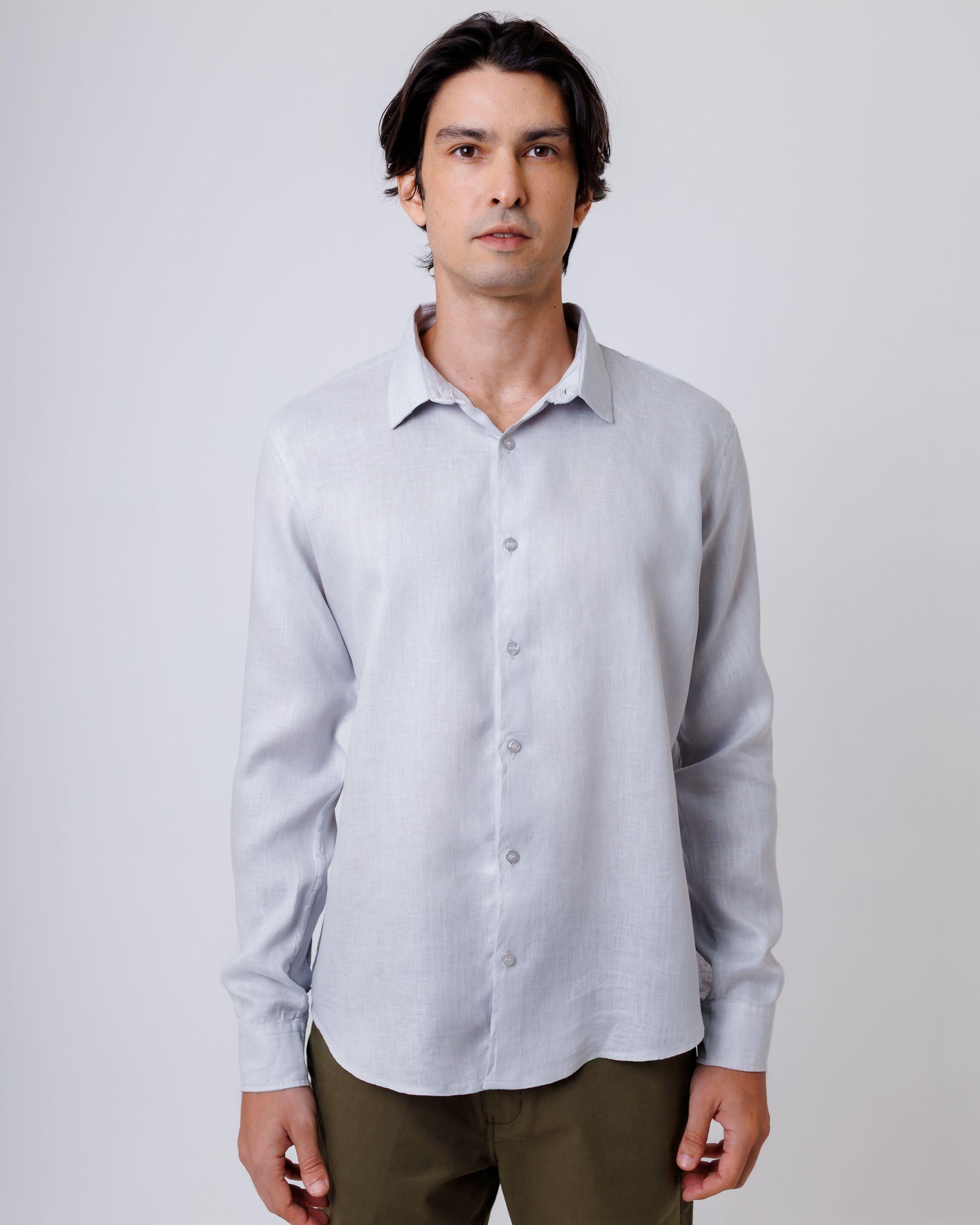 Camisa de Botão ML Puro Linho Rain
