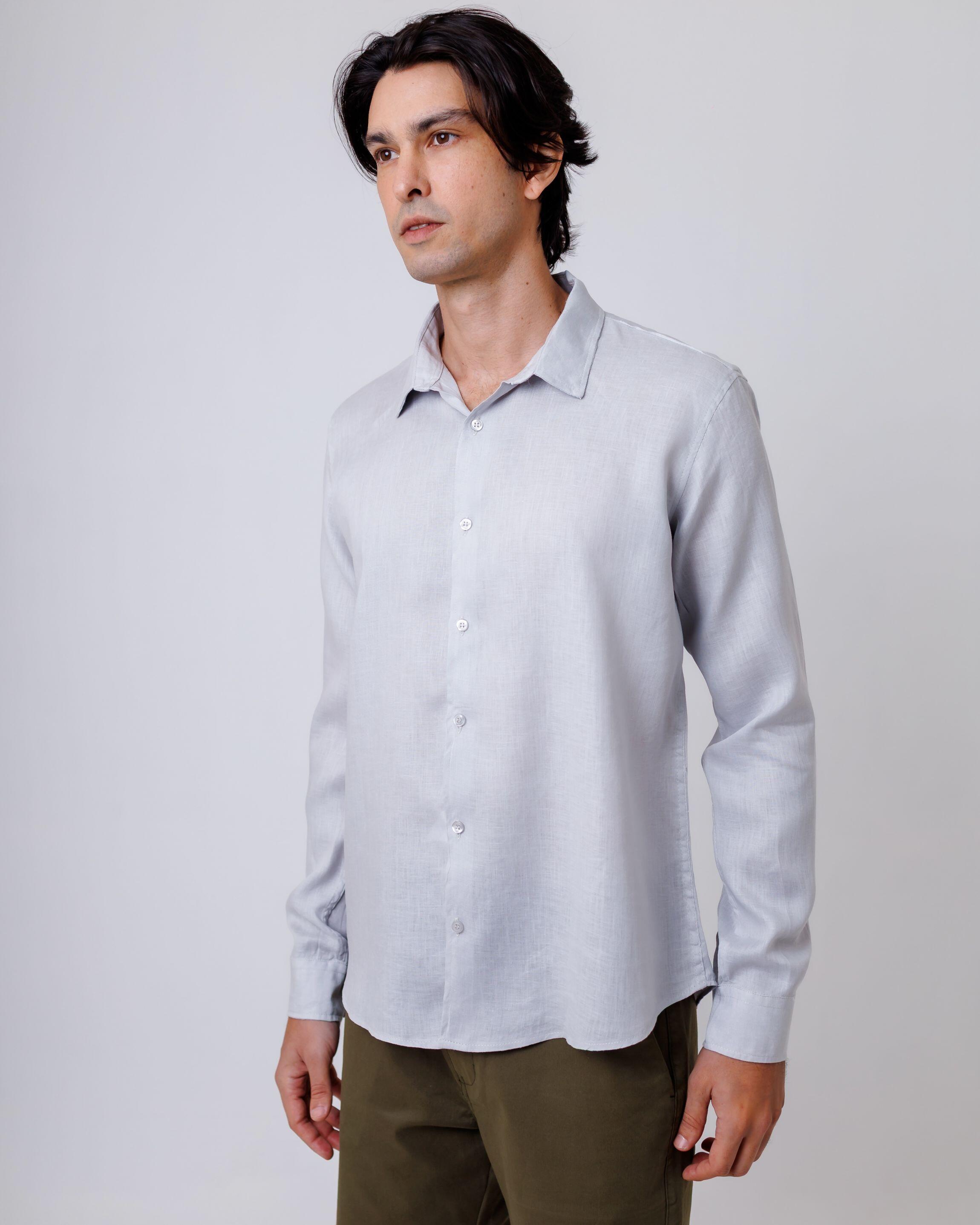 Camisa de Botão ML Puro Linho Rain