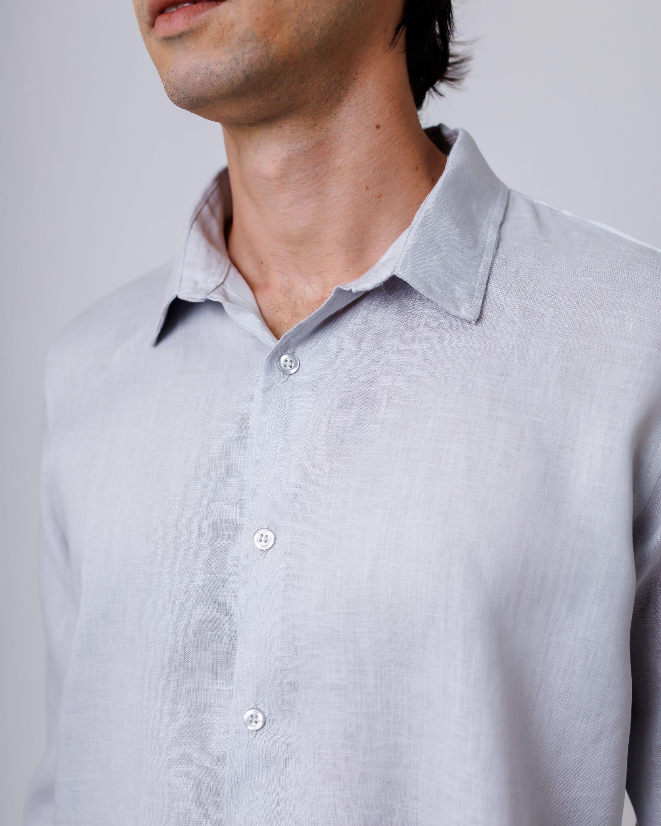 Camisa de Botão ML Puro Linho Rain