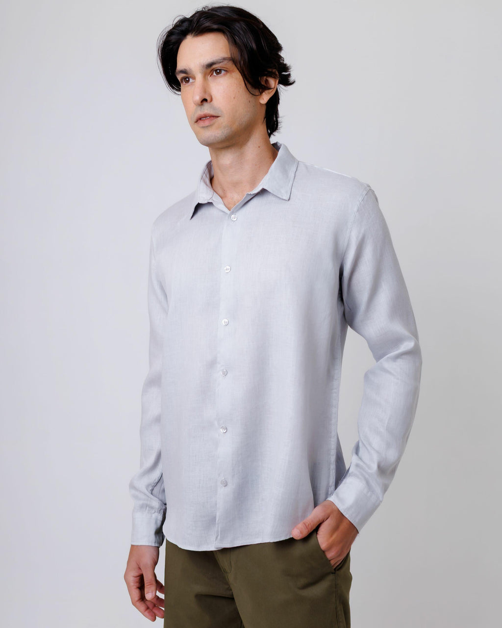 Camisa de Botão ML Puro Linho Rain
