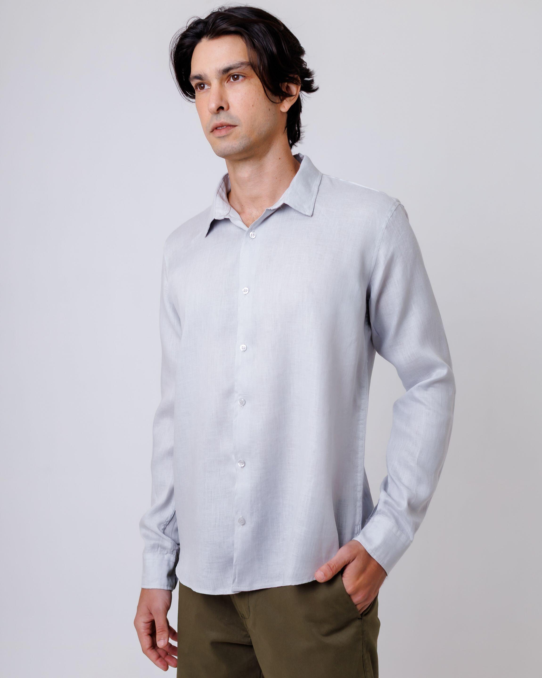 Camisa de Botão ML Puro Linho Rain