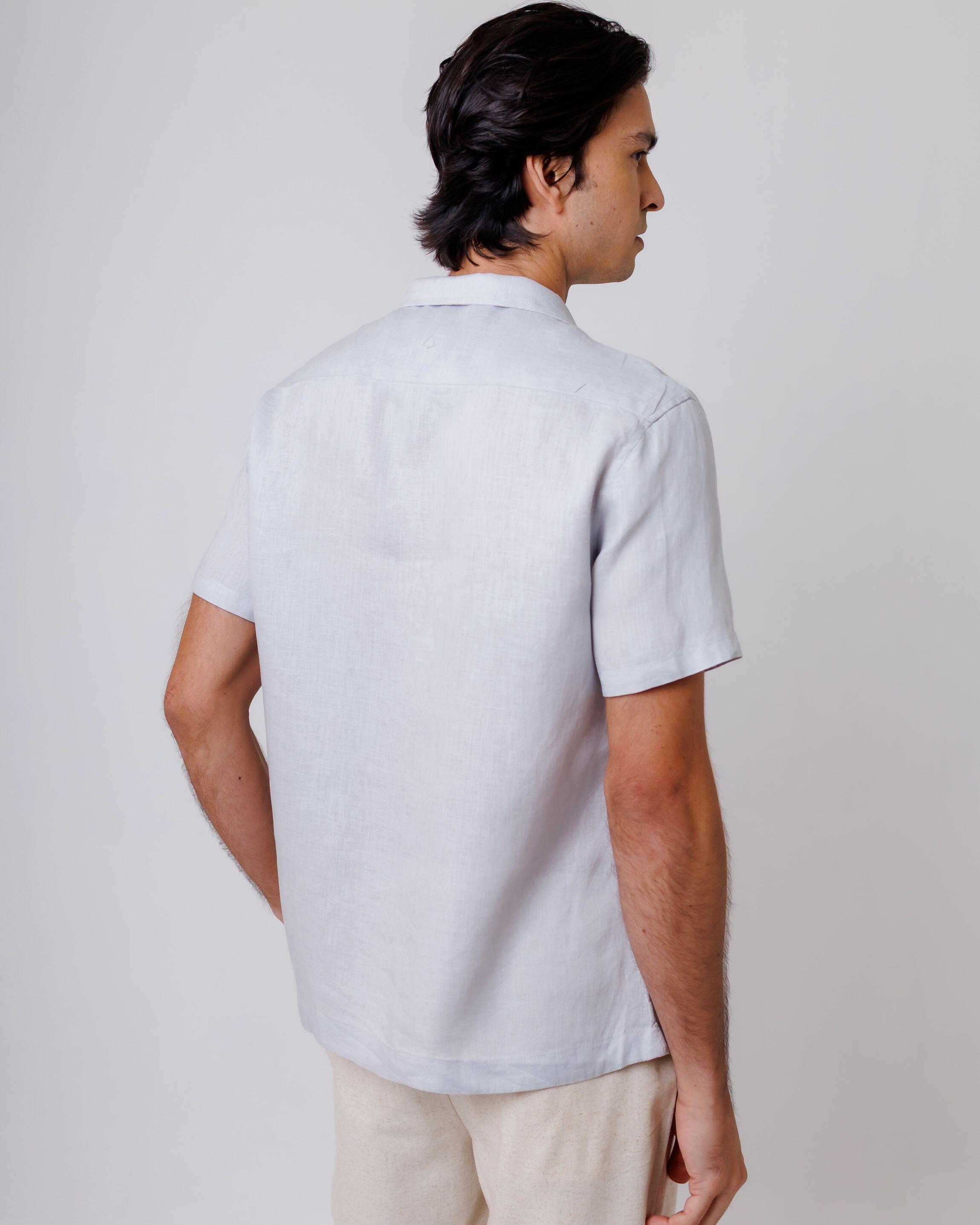 Camisa de Botão MC Cubana Puro Linho Rain