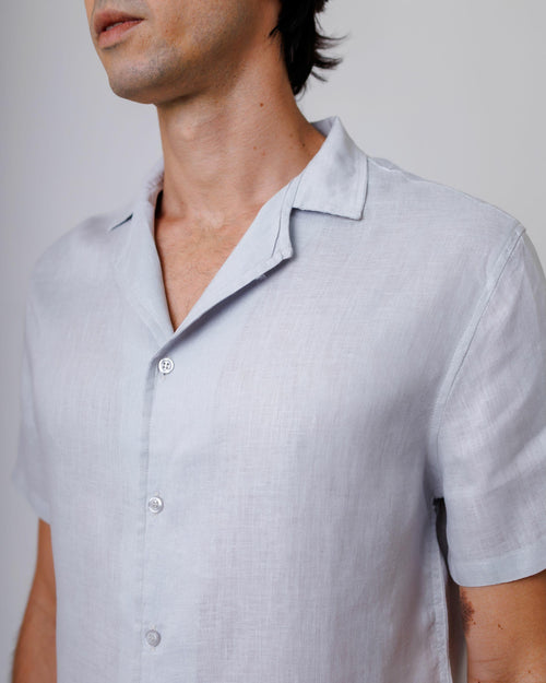 Camisa de Botão MC Cubana Puro Linho Rain