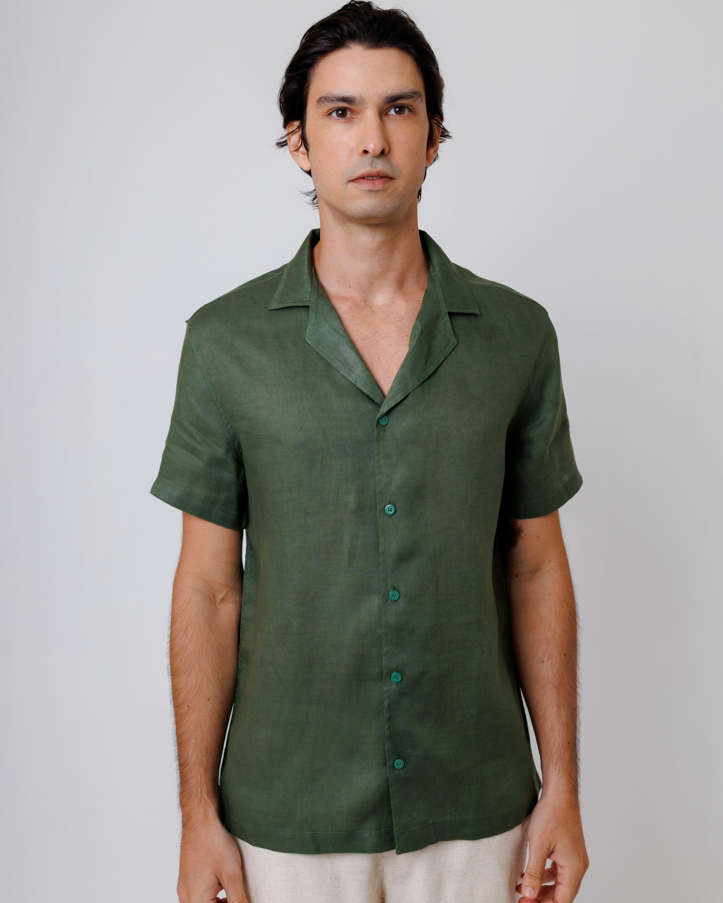 Camisa de Botão MC Cubana Puro Linho Alligat
