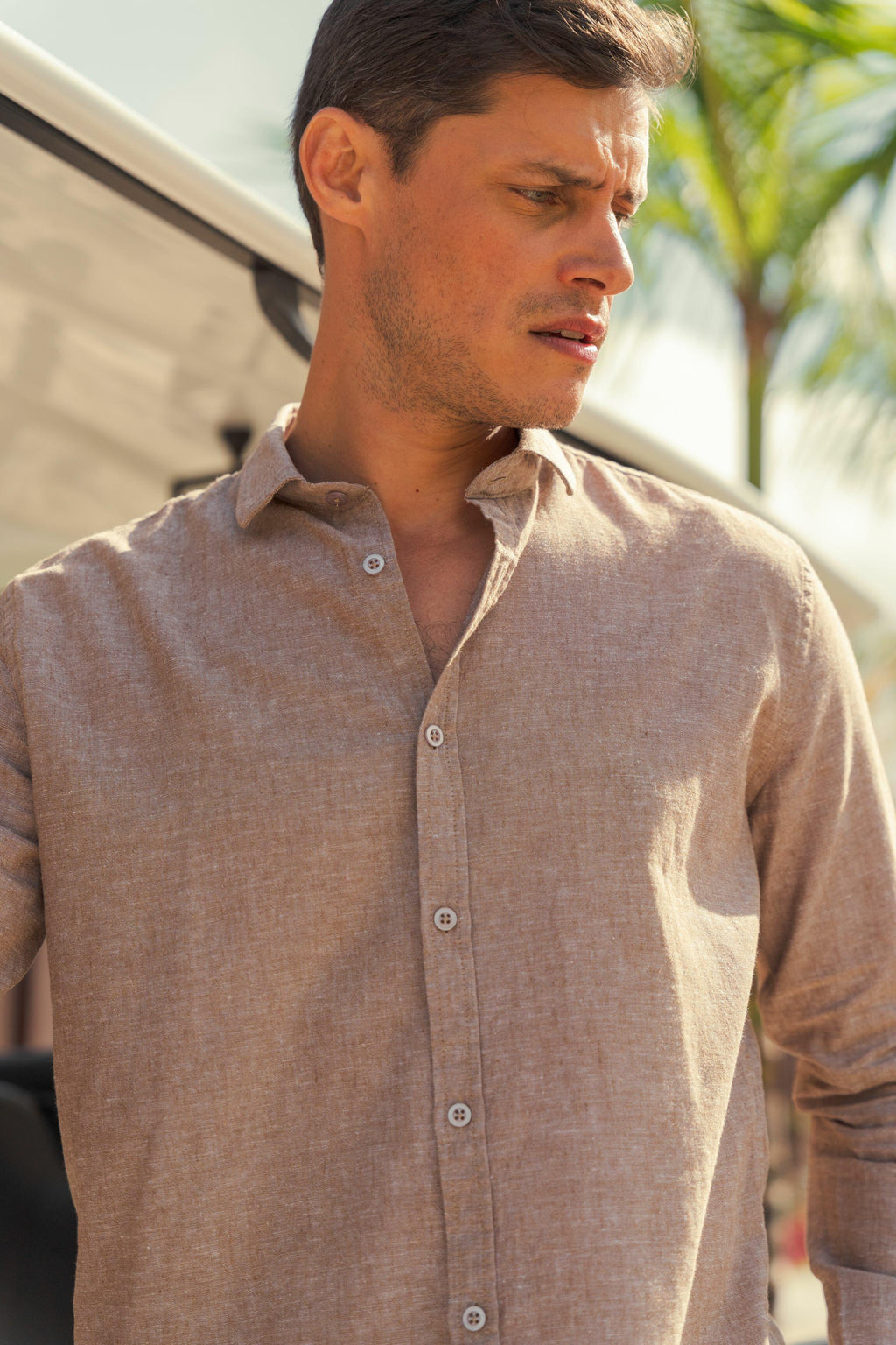 Camisa de Botão ML Linho Pienza Capucc