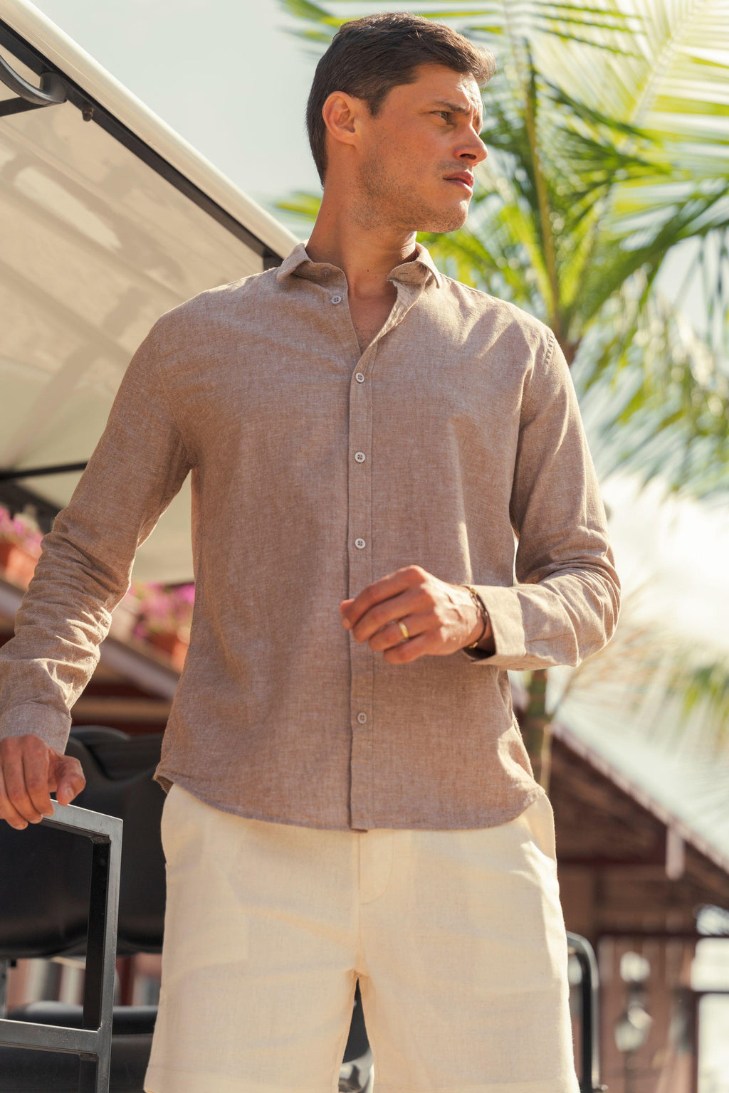 Camisa de Botão ML Linho Pienza Capucc