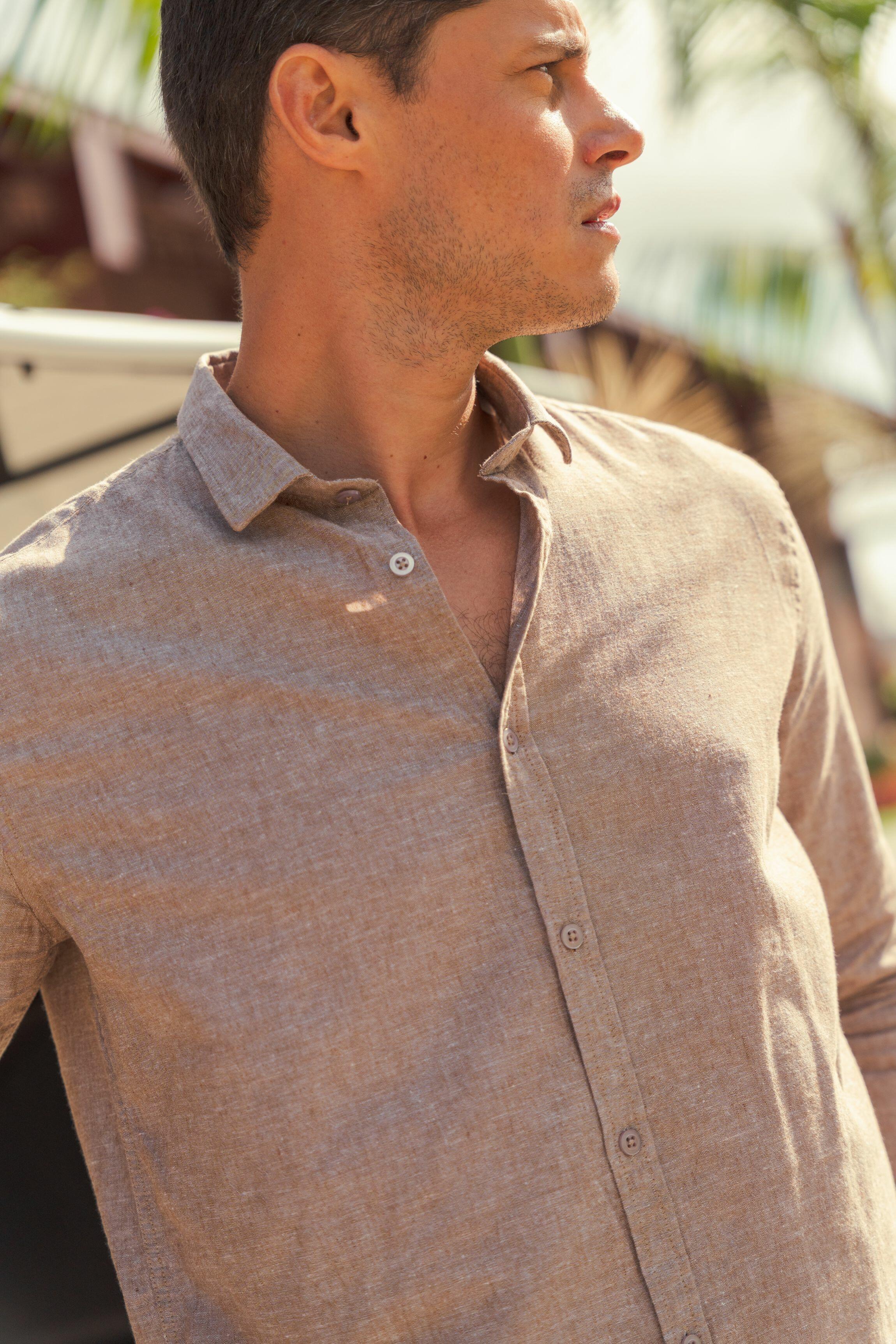 Camisa de Botão ML Linho Pienza Capucc