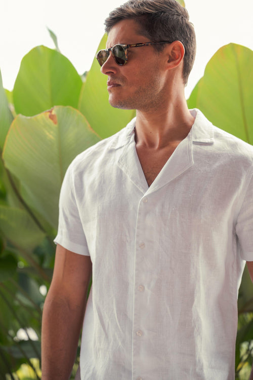 Camisa de Botão MC Cubana Puro Linho White