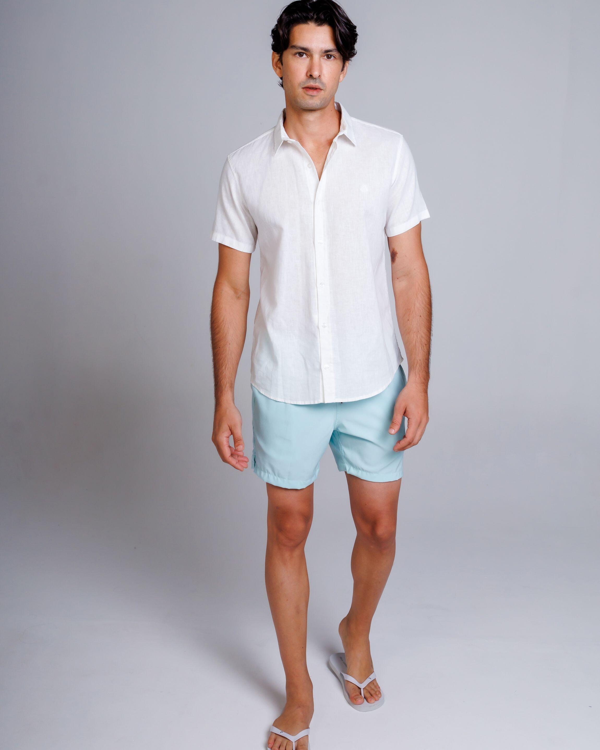 Camisa de Botão MC Linho Cambraia White
