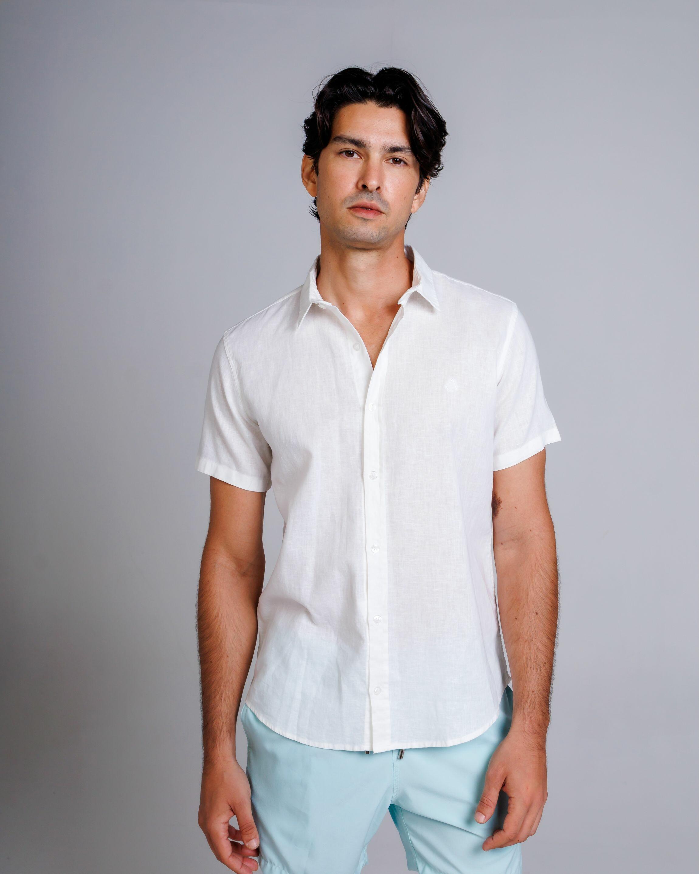 Camisa de Botão MC Linho Cambraia White