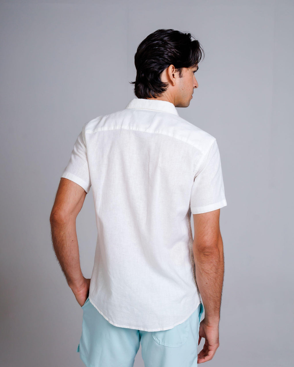Camisa de Botão MC Linho Cambraia White