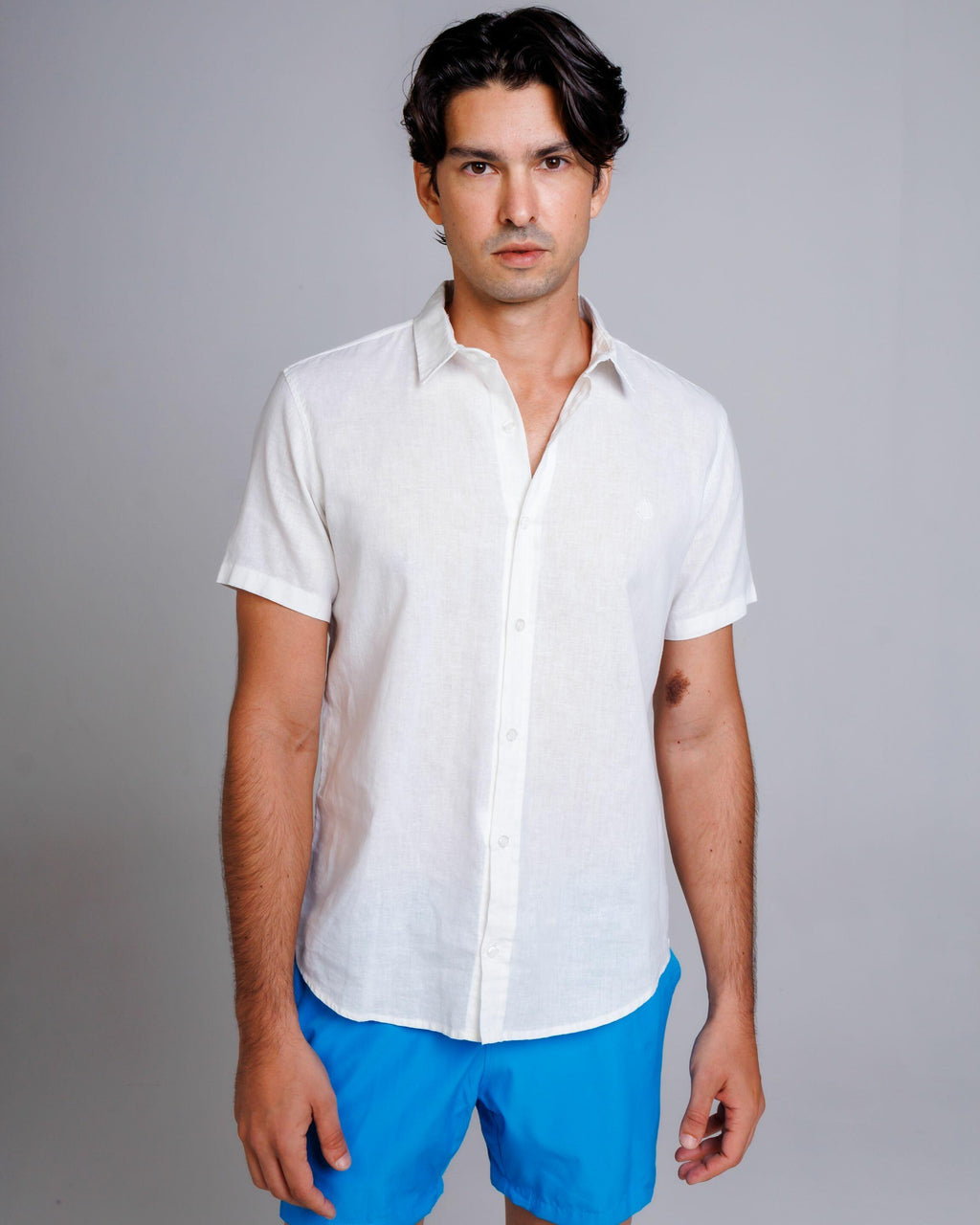 Camisa de Botão MC Linho Cambraia White