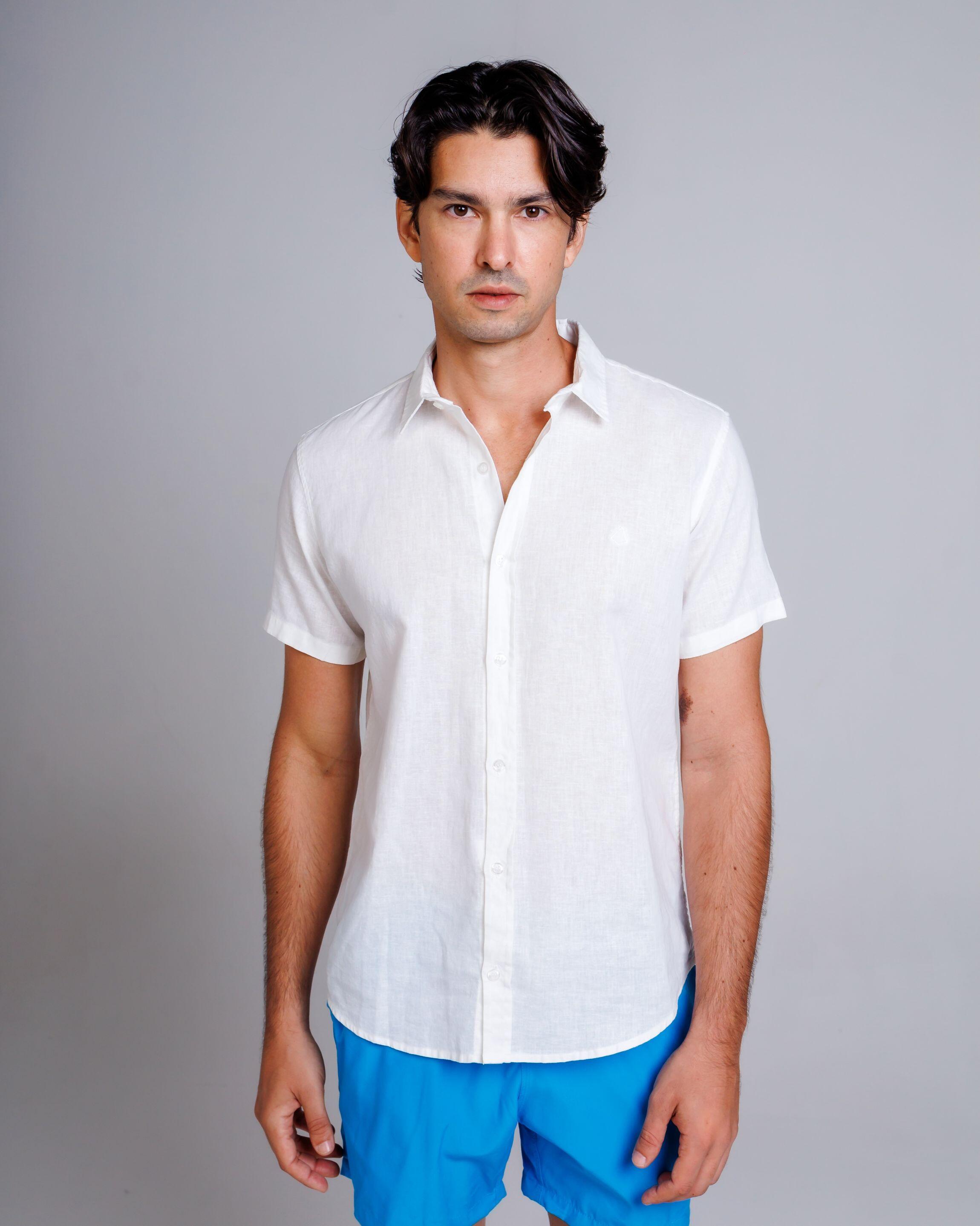Camisa de Botão MC Linho Cambraia White