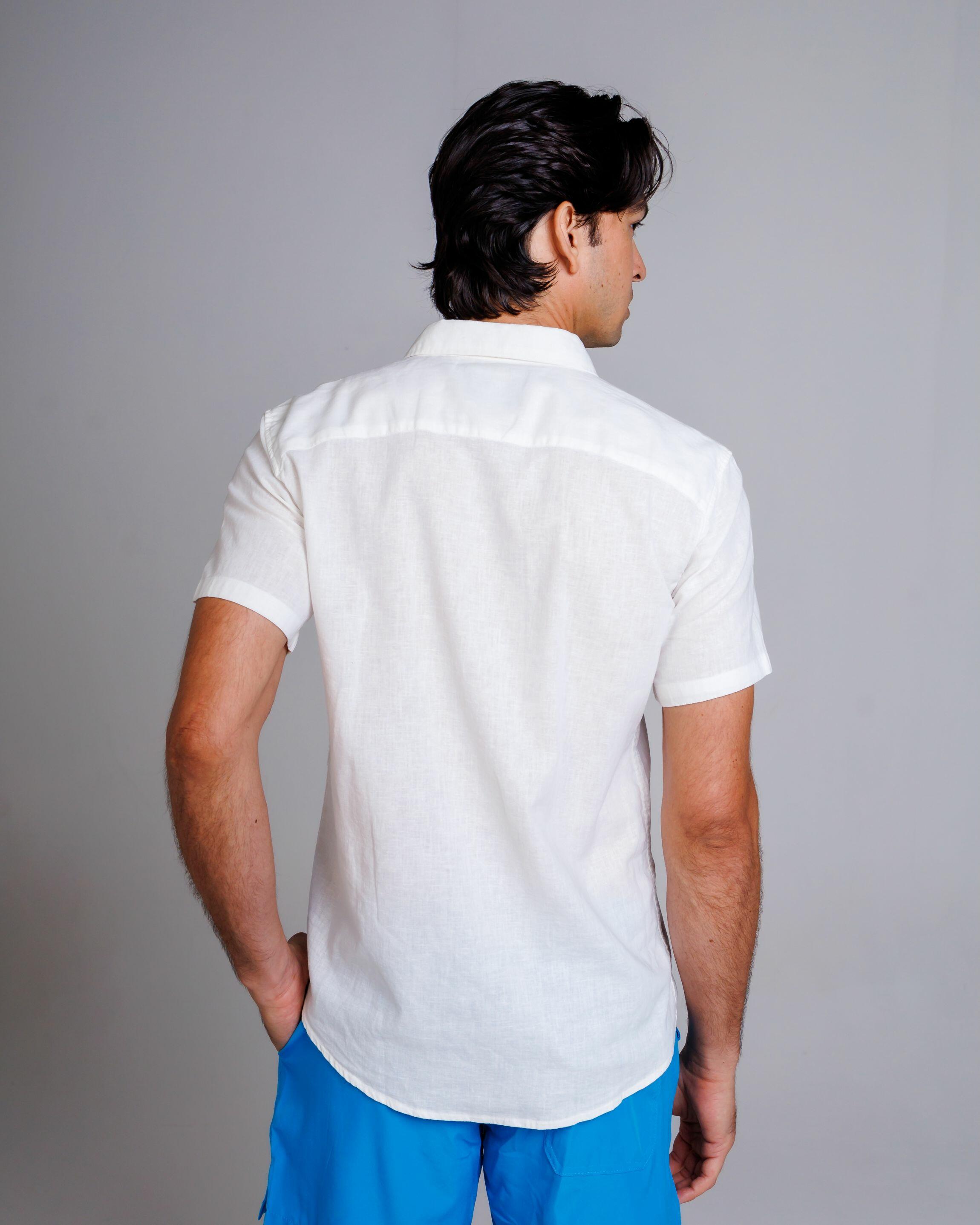 Camisa de Botão MC Linho Cambraia White